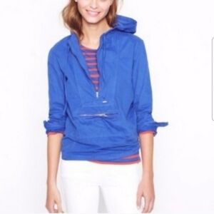 J Crew Women's Size Large Navy Blue Pullover Hooded Anorak Jacket